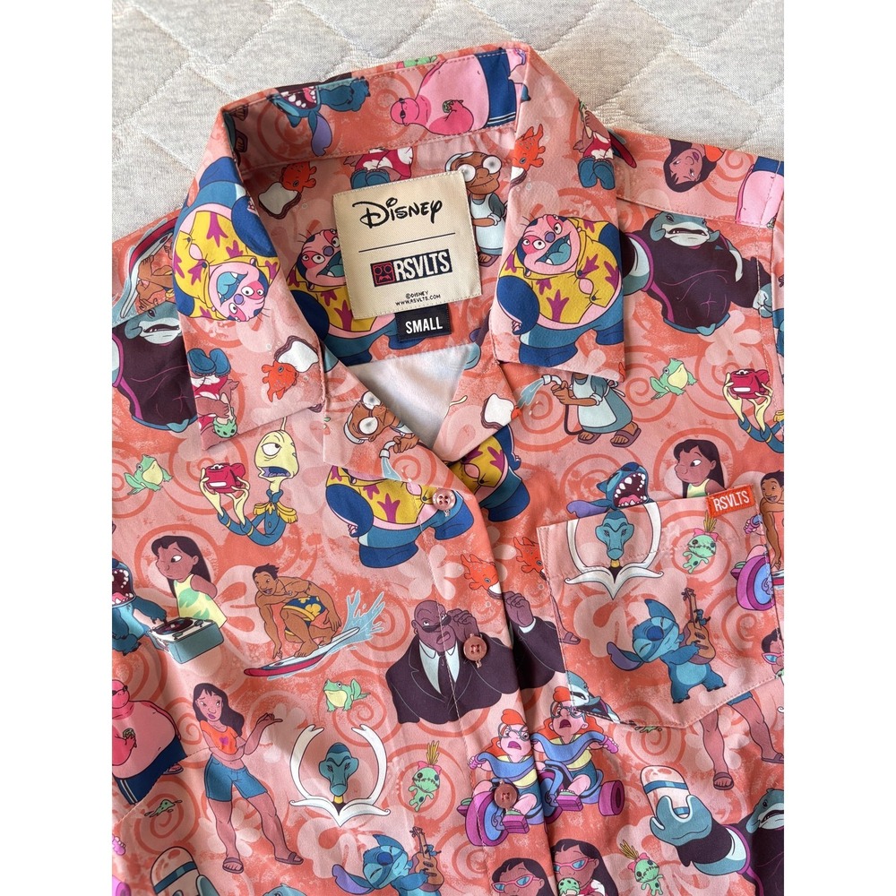 RSVLTS Shirt Womens Small Disney Lilo & Stitch Button Up Ohana Means Family
